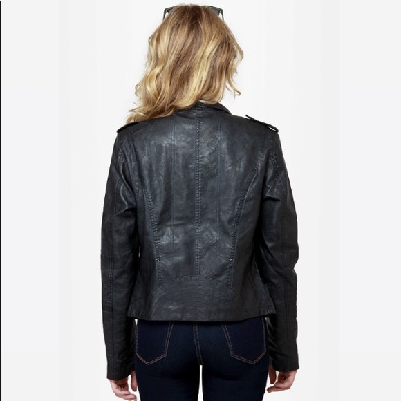 Lulus Black Vegan Leather Moto Jacket - Picture 4 of 9
